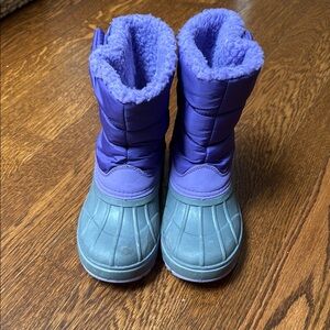 Lands' End Purple and Gray Kids Snow Boots
